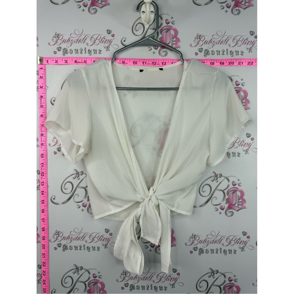 White Tie-Front Women's Top